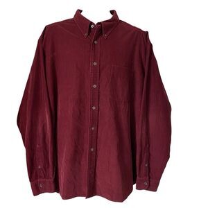Eddie Bauer Shirt Men's XXL Corduroy Cotton Maroon